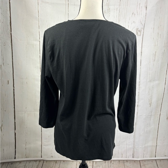 Jones New York Signature Women’s Top Knitted Crochet Lace Neckline Cotton Modal - Picture 2 of 4